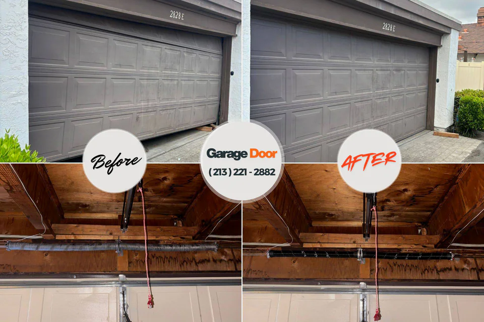 Before and after: garage door repair Catonsville, MD